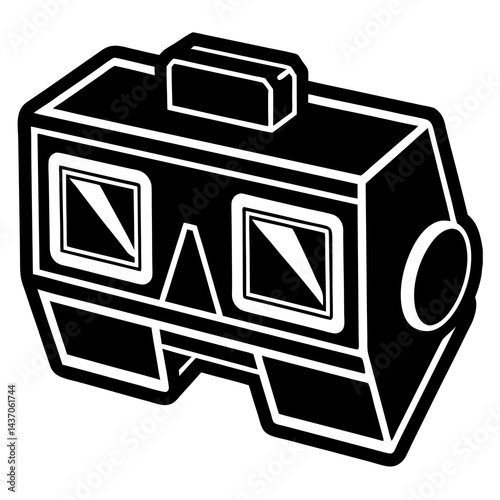 Vintage Stereoscope Viewer Vector Illustration - Retro Optical 3D Viewer Design