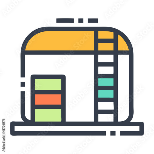 Minimalist Industrial Storage Tank with Ladder - Oil Tank Design in Colorful Style