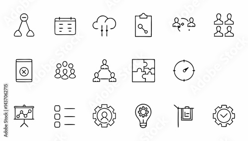 devops  agile  scrum line icons  plan  process  st.eps