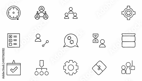 devops  agile  scrum line icons big set  plan  pro.eps