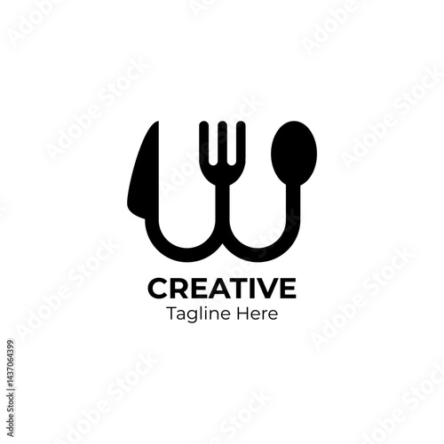 Letter W food logo design. Initial W food equipment simple logo template.