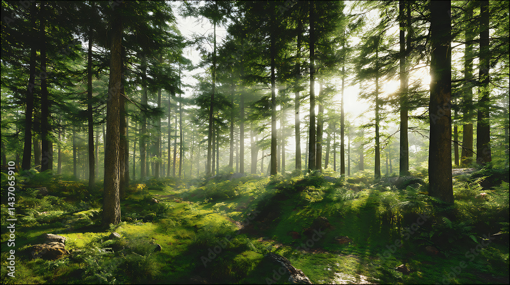 Obraz premium A forest with trees and grass