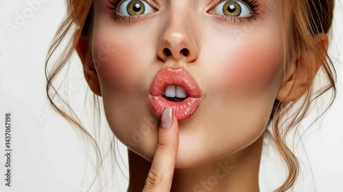 Expressive surprise: woman's eyes widen in dramatic reaction sequence