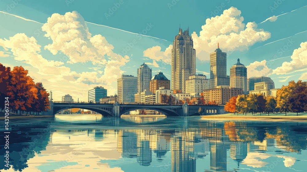Fototapeta premium Cityscape Reflection
