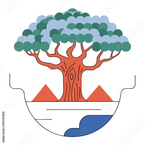 Ancient Sacred Trees and Famous Trees Icons for Stock Photos
