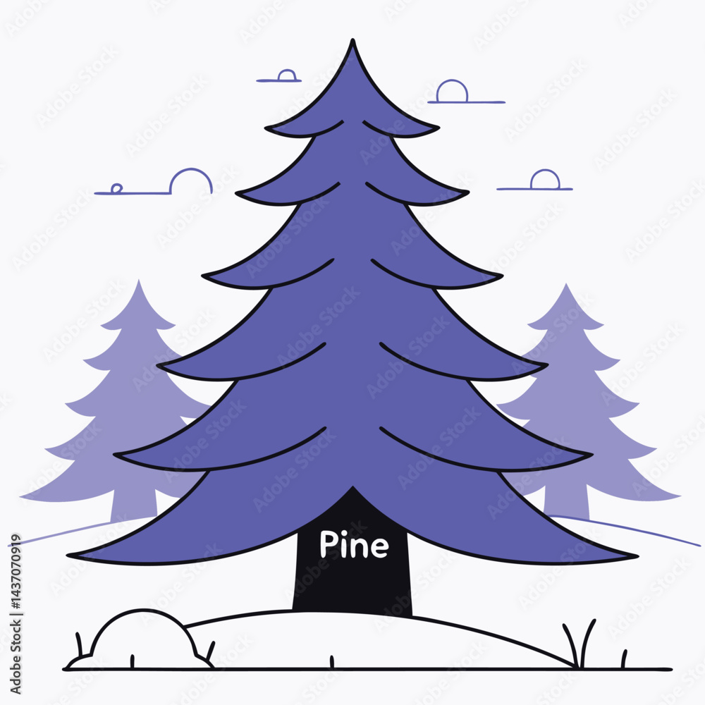 Fototapeta premium Ancient Sacred Trees and Famous Trees Icons for Stock Photos