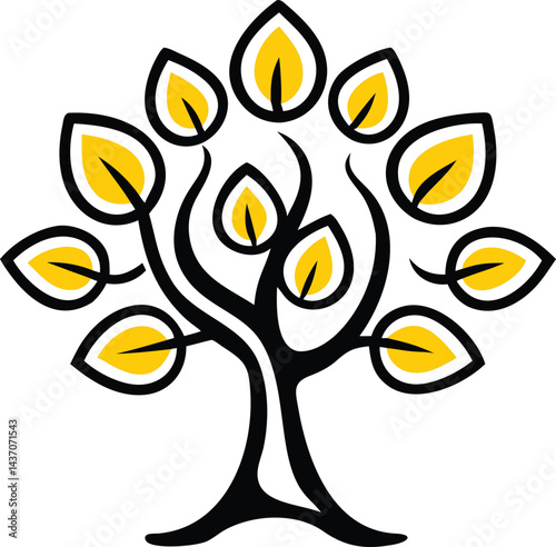 Ancient Sacred Trees and Famous Trees Icons for Stock Photos