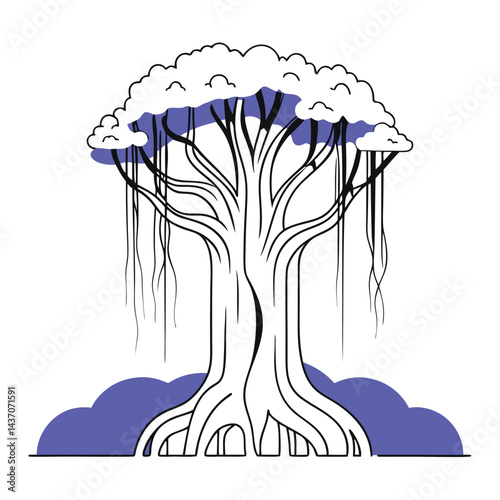Ancient Sacred Trees and Famous Trees Icons for Stock Photos