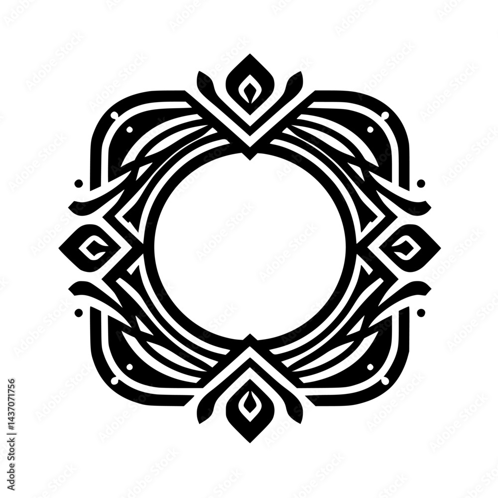 Fototapeta premium Ornate Geometric Frame: Black & White Design Element