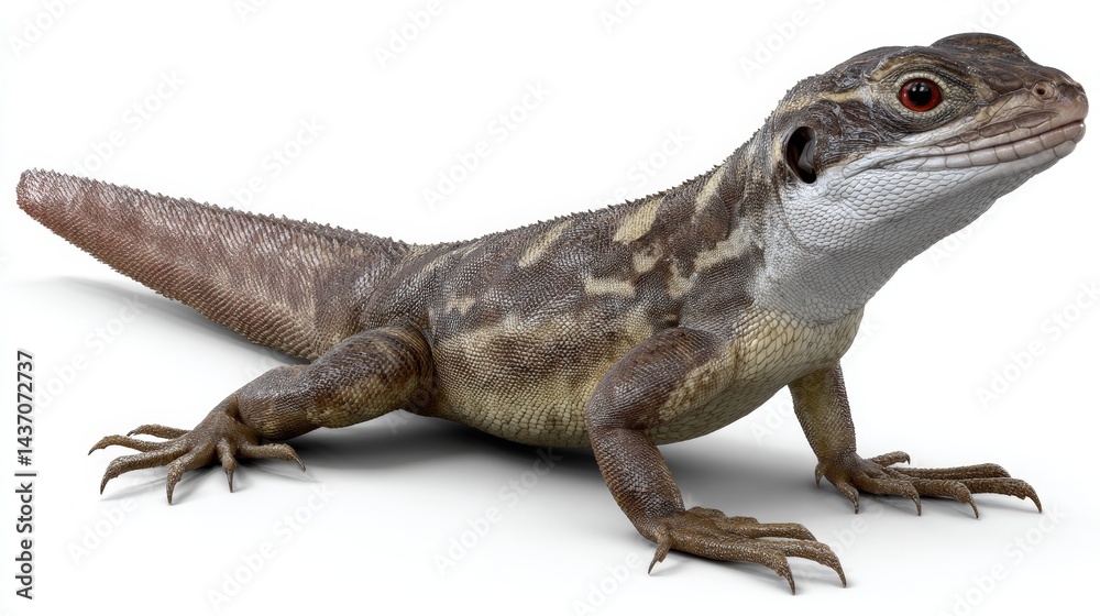Fototapeta premium Realistic 3D Rendering of a Lizard with Textured Skin and Vibrant Colors on White Background