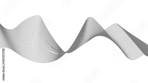 Thin wavy line abstract background. Curve wave seamless pattern. Line art striped graphic template. 