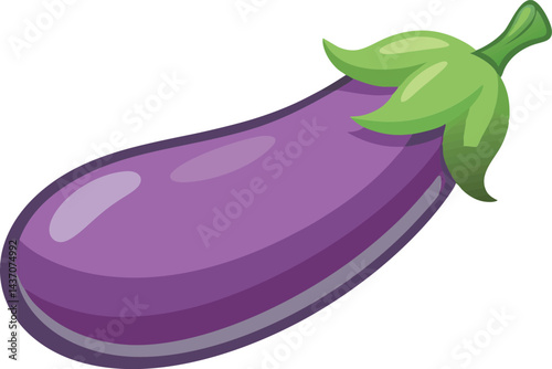 A vibrant, detailed vector art illustration of a fresh eggplant, showcasing its rich purple color and natural, organic texture beautifully.