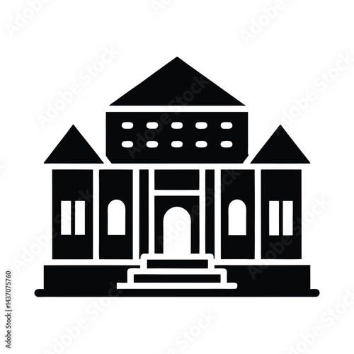 Casino Building Stencil Icon Vector Illustration