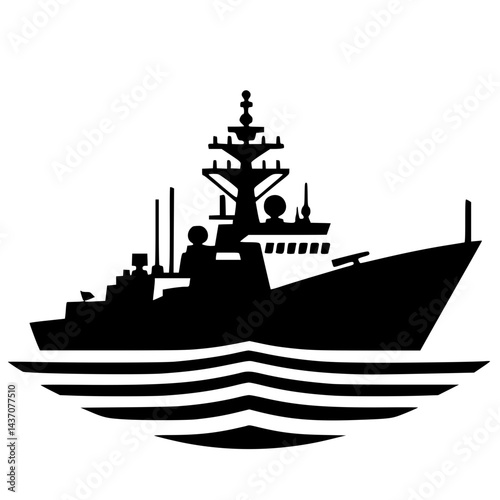 Silhouette of a warship