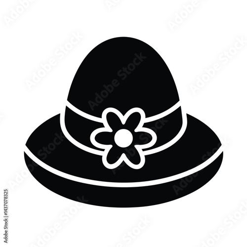 Easter Bonnet Stencil Icon Vector Illustration