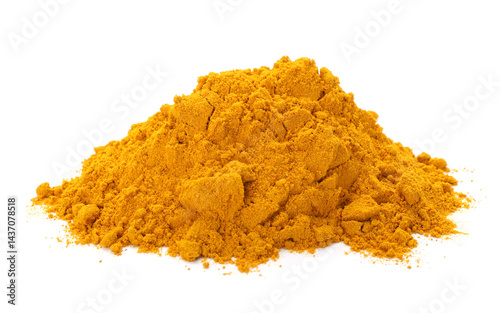 Fototapeta Naklejka Na Ścianę i Meble -  Pile of turmeric powder isolated on white. Aromatic spice