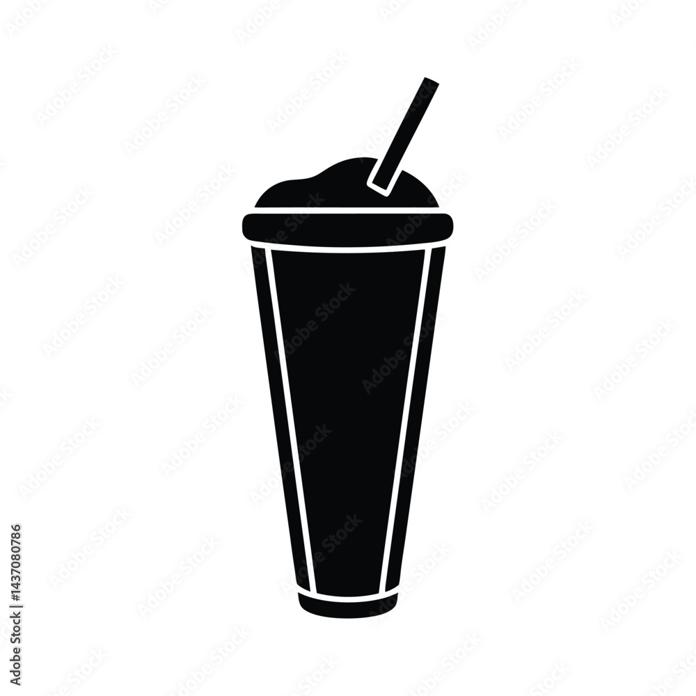 Milkshake Dessert Stencil Icon Vector Illustration Milkshake Dessert Stencil Icon Vector Illustration