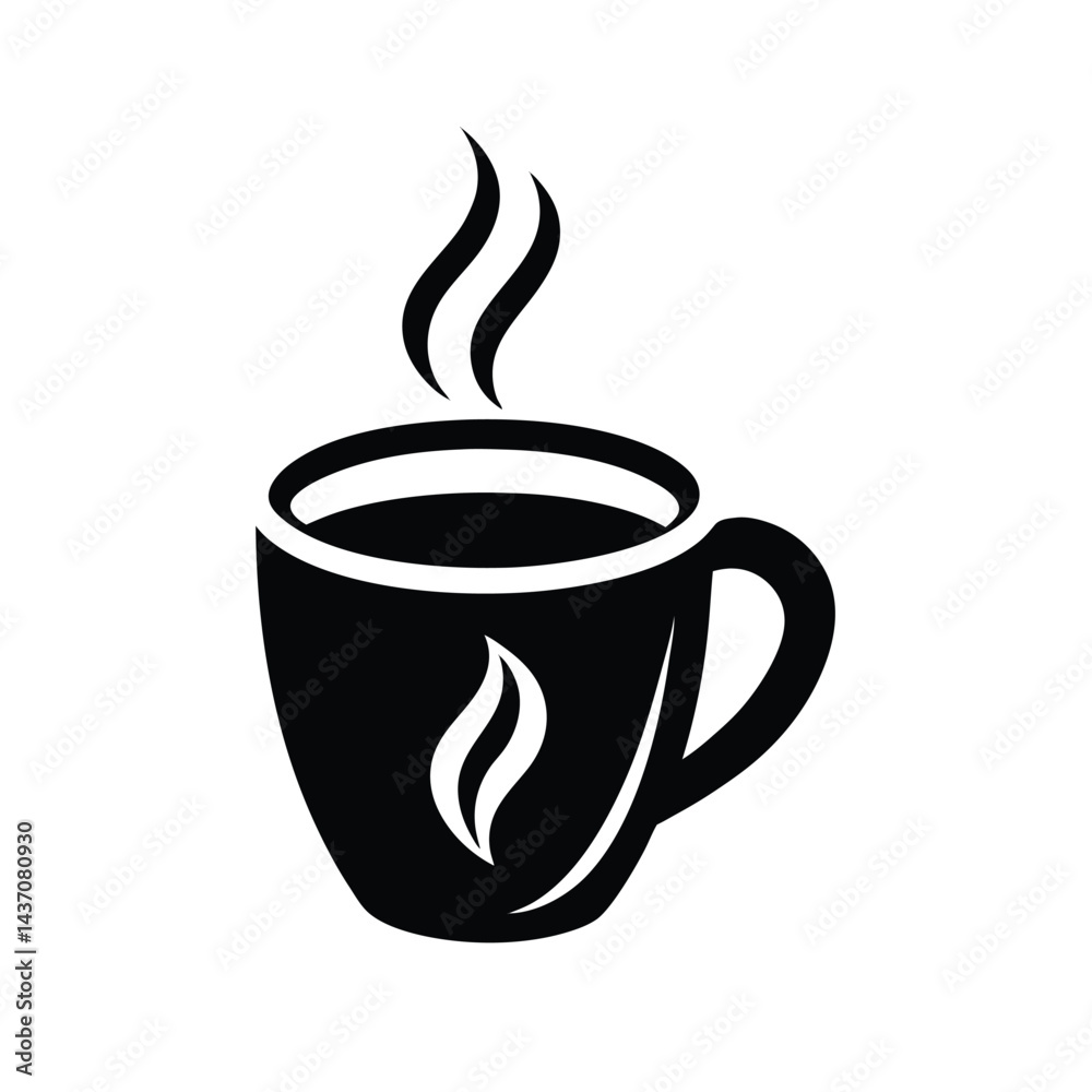 Obraz premium Minimal Coffee Cup Logo Stencil Icon Vector Illustration