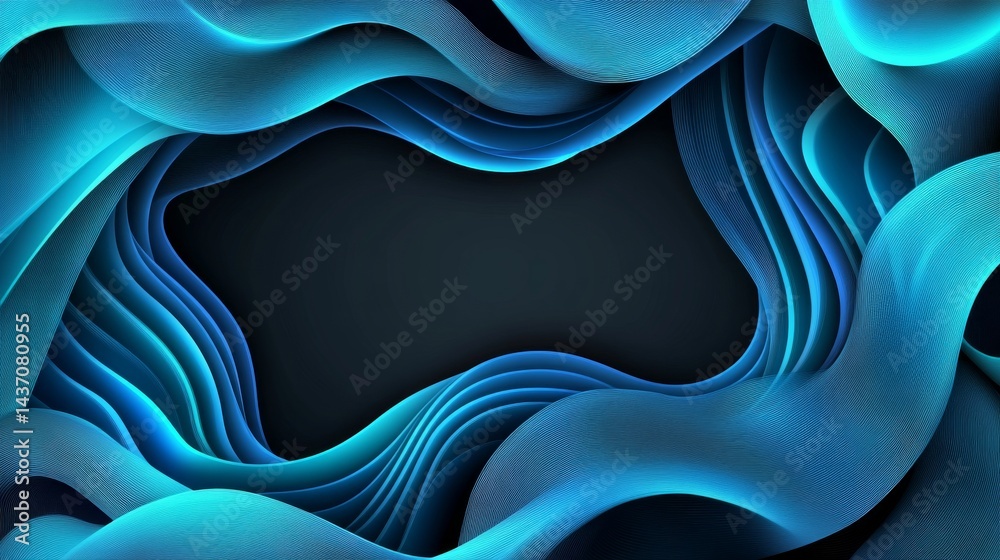 Obraz premium Dynamic Blue Wave Abstract Background Design on black background