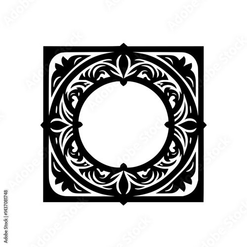 Elegant Ornamental Frame Design in Black and White - Vector Illustration