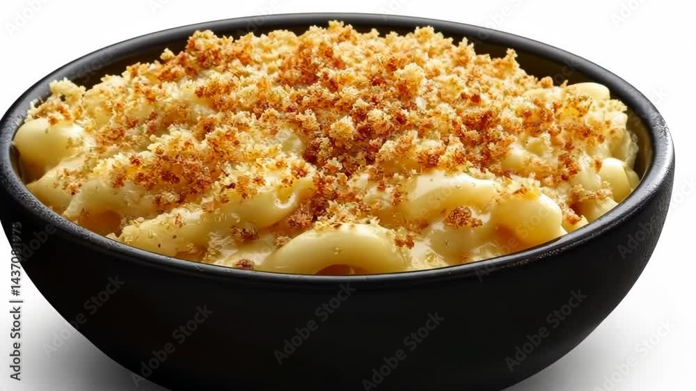 Creamy macaroni with golden breadcrumbs rotation sequence