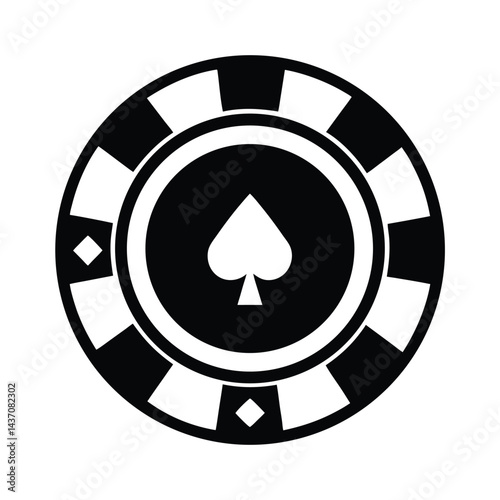 Poker Chip Stencil Icon Vector Illustration