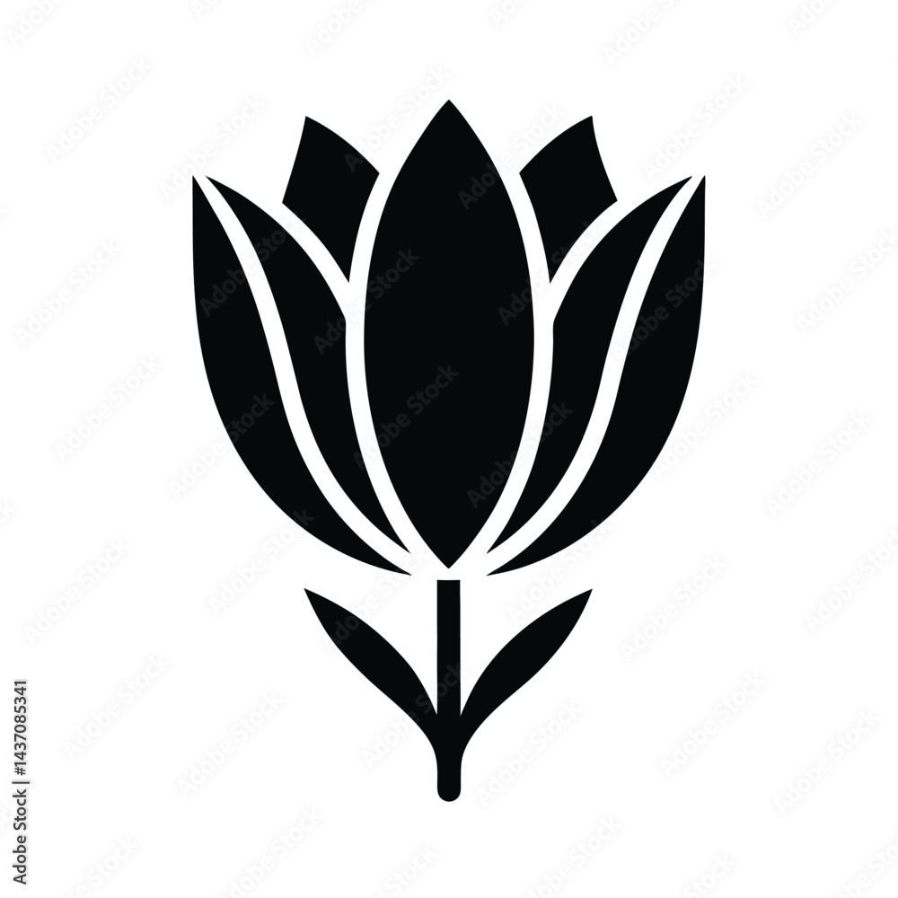 Tulip Flower Stencil Icon Vector Illustration Tulip Flower Stencil Icon Vector Illustration