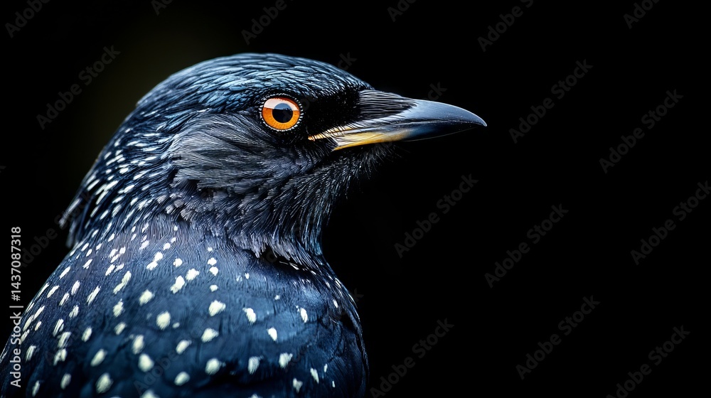 Fototapeta premium Close-up of a Bird's Profile on black background
