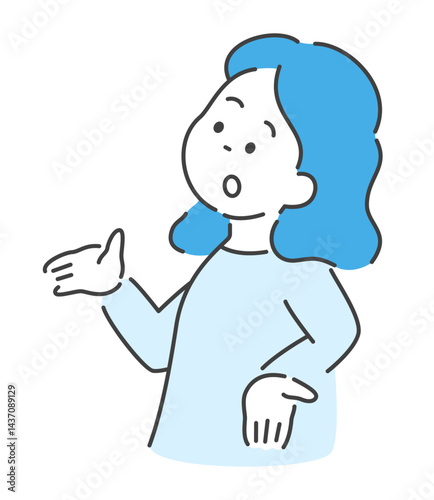 両手を広げ困っている女性のイラスト　ベクター
