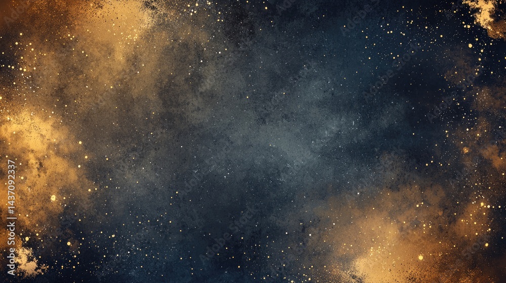 A Cosmic Abstract Background Featuring Deep Blue and Golden Tones with Sparkling Star Elements A Cosmic Abstract Background Featuring Deep Blue and Golden Tones with Sparkling Star Elements