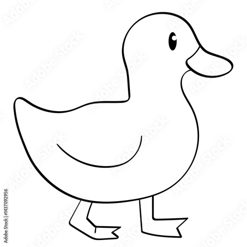 duck walking left doodle illustration
