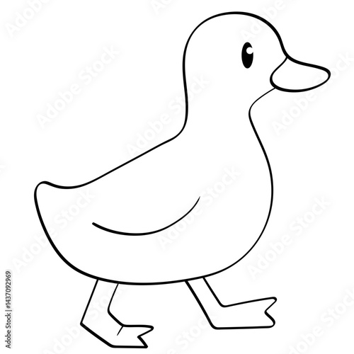 duck walking right doodle illustration