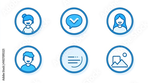 User interface icons communication, profile, confirmation