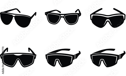 Military Tactical Sunglasses Vector Silhouette Collection: Combat Eyewear Icons