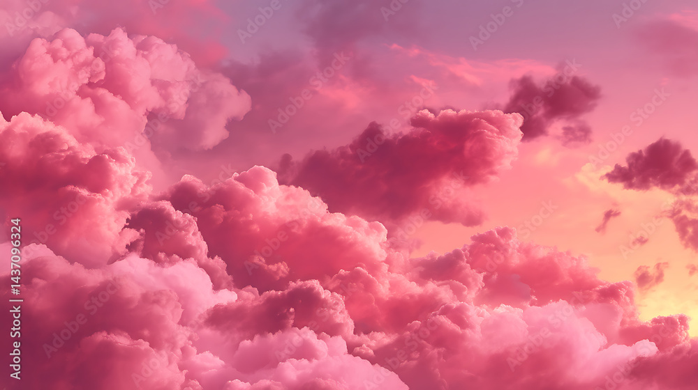 Serene pink clouds at sunset, creating a tranquil atmosphere over the horizon Serene pink clouds at sunset, creating a tranquil atmosphere over the horizon