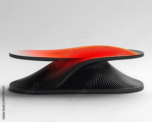 Abstract orange and black wave coffee table