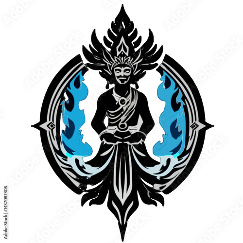 Ghost themed design with flames suitable for t-shirt, jacket or tattoo design