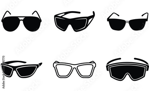 Fashion Style Sunglass Vector Silhouette Collection: Trendy Eyewear Icons


