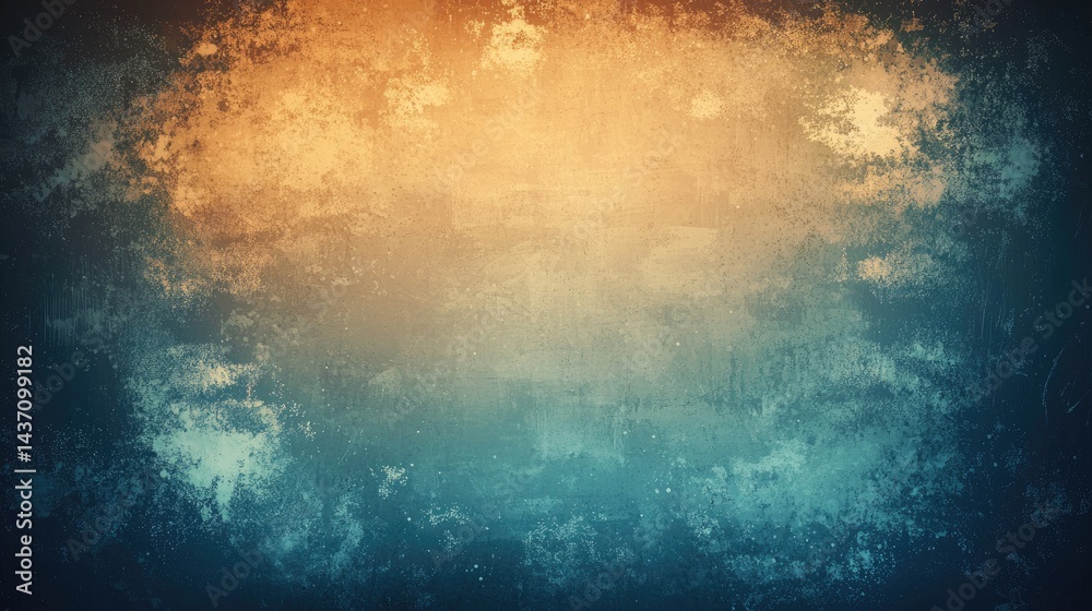 Fototapeta premium Abstract Texture with Gradients of Orange and Blue, Soft Cloud-like Patterns on a Grunge Background