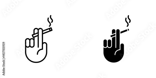 Hand holding cigarette flat simple vector icons illustration set.
