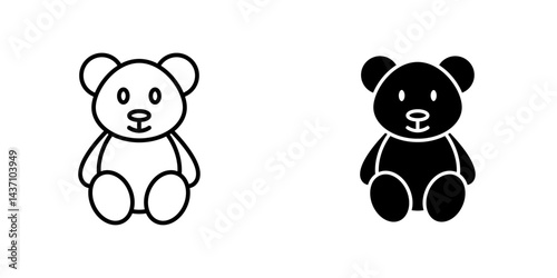Teddy bear flat simple vector icons illustration set.