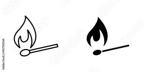 Match fire flat simple vector icons illustration set.