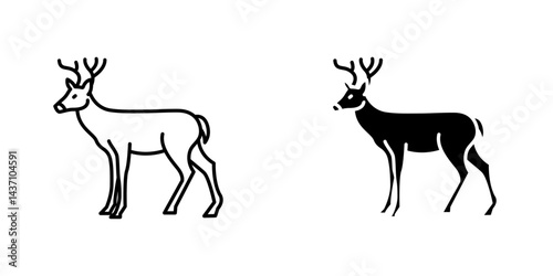 Deer flat simple vector icons illustration set.