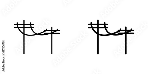 Utility pole flat simple vector icons illustration set.