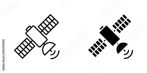 Satellite flat simple vector icons illustration set.