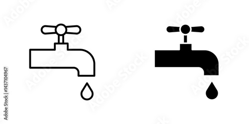 Faucet drip flat simple vector icons illustration set.