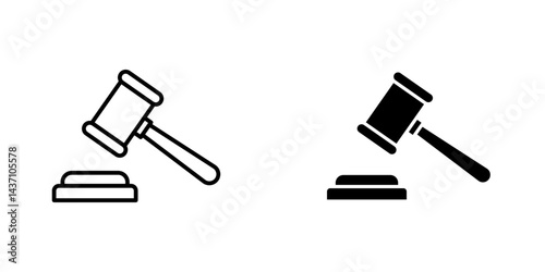 Gavel flat simple vector icons illustration set.