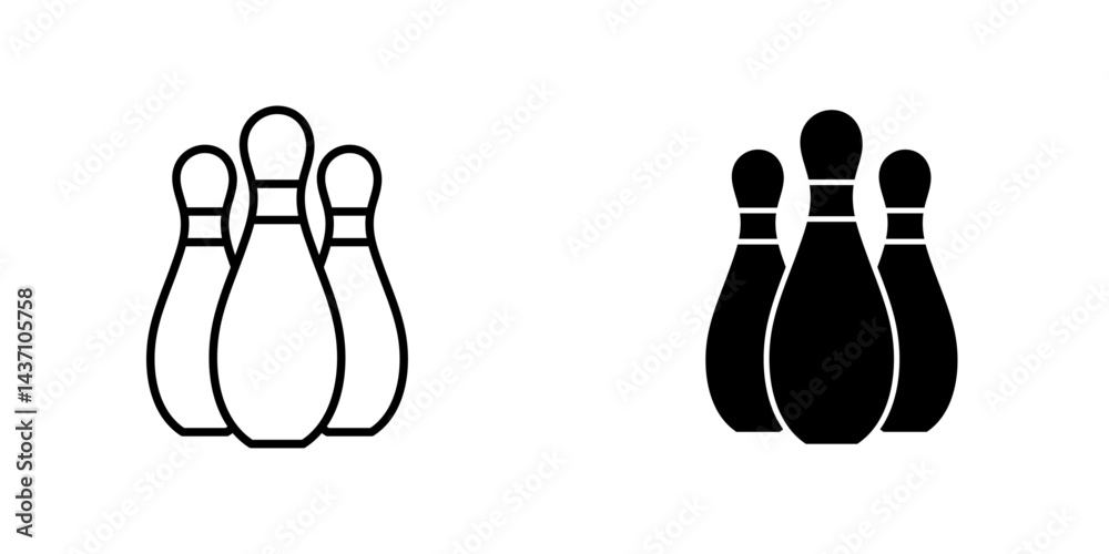 Fototapeta premium Bowling pins flat simple vector icons illustration set.
