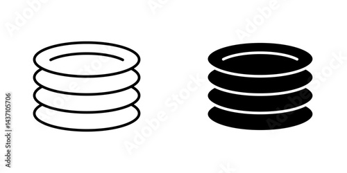Plates flat simple vector icons illustration set.