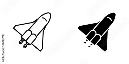 Space shuttle flat simple vector icons illustration set.